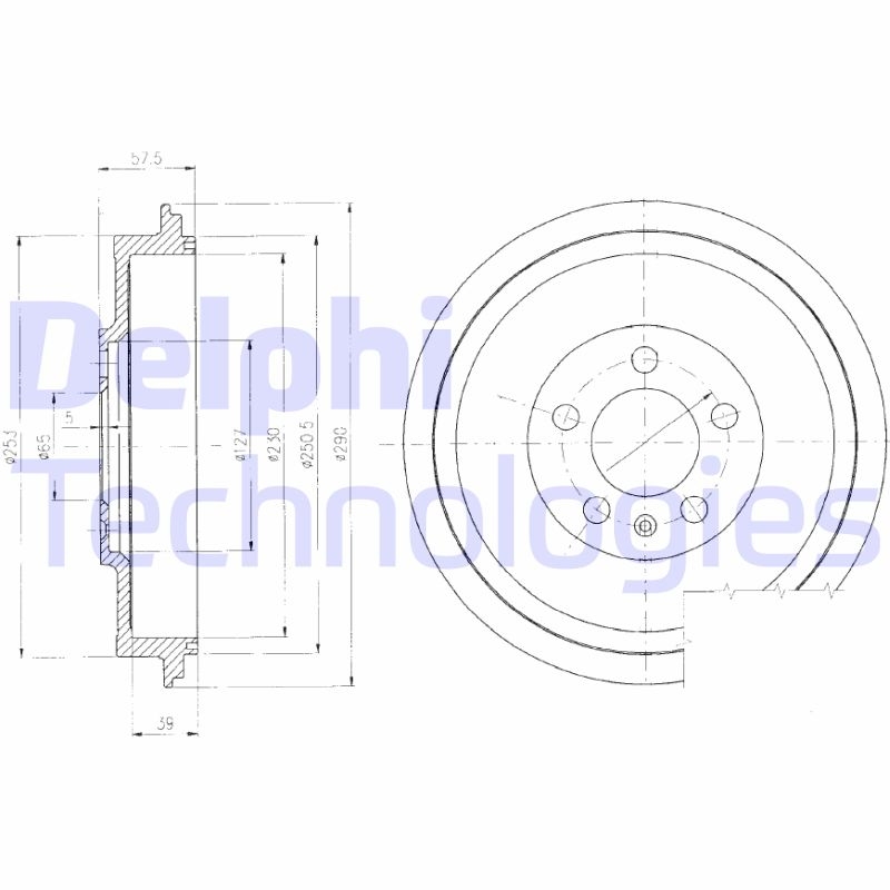 2x DELPHI Bremstrommel