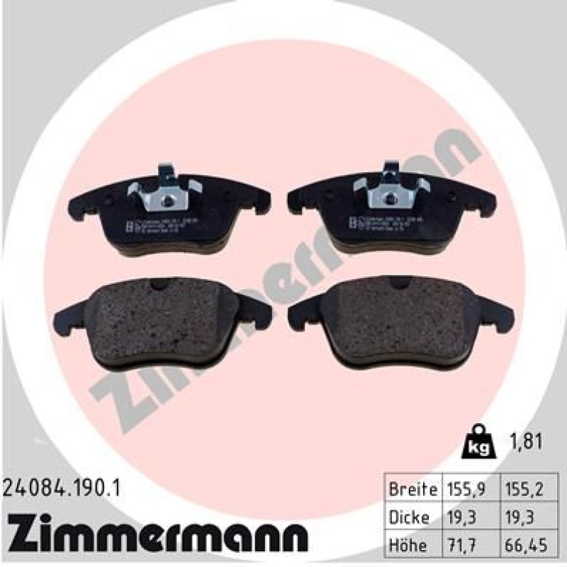 ZIMMERMANN Brake Pad Set, disc brake