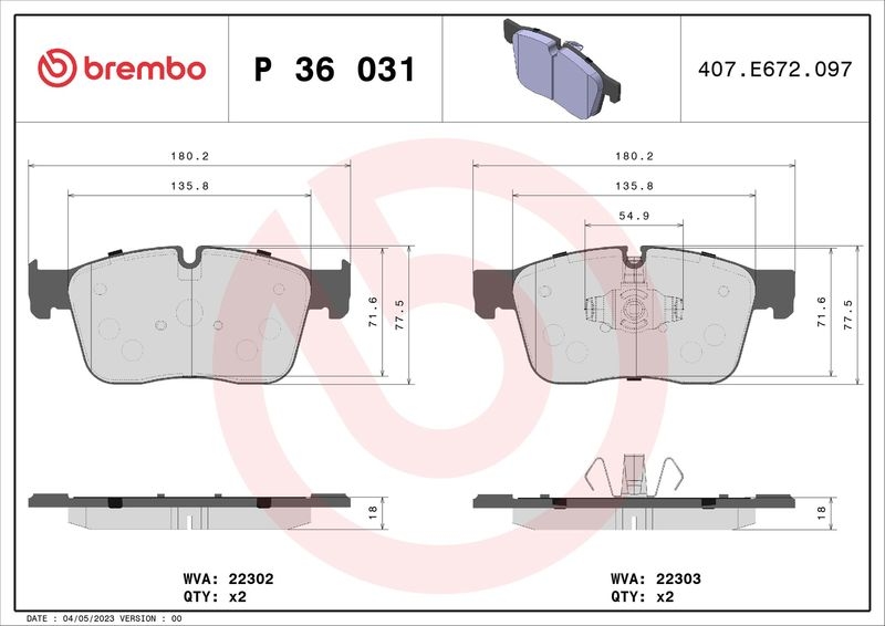 BREMBO Bremsbelagsatz, Scheibenbremse PRIME LINE