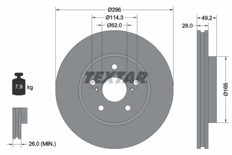 2x TEXTAR Bremsscheibe