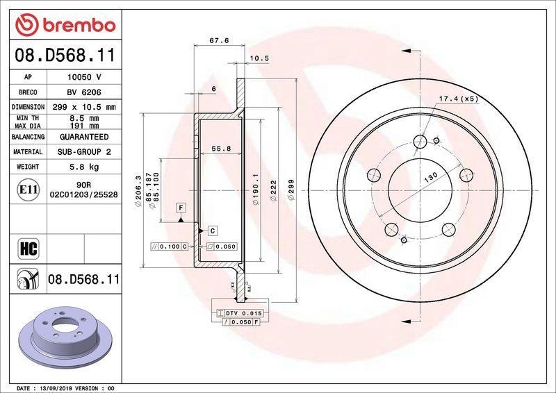 2x BREMBO Brake Disc COATED DISC LINE