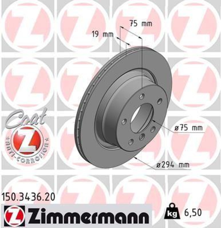 2x Zimmermann Bremsscheiben Coat Z Ø294mm Hinten passend für BMW Z4 E85 3.0 E86 150.3436.20