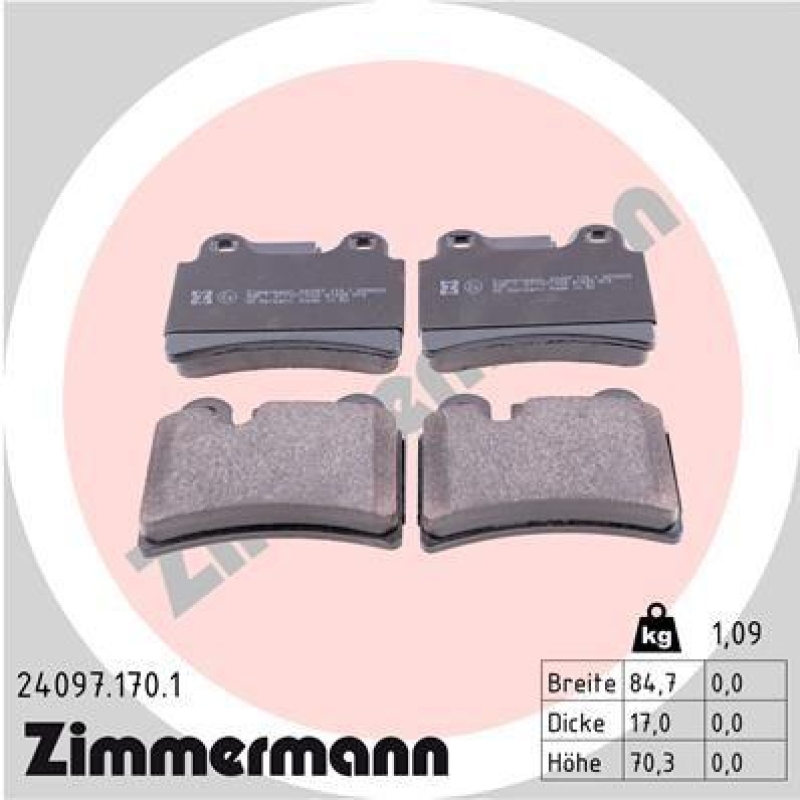 ZIMMERMANN Bremsbelagsatz, Scheibenbremse 24097.170.1