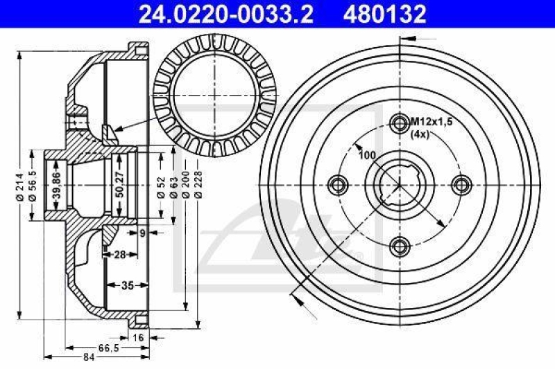 2x ATE Brake Drum