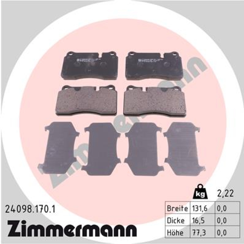 ZIMMERMANN Bremsbelagsatz, Scheibenbremse