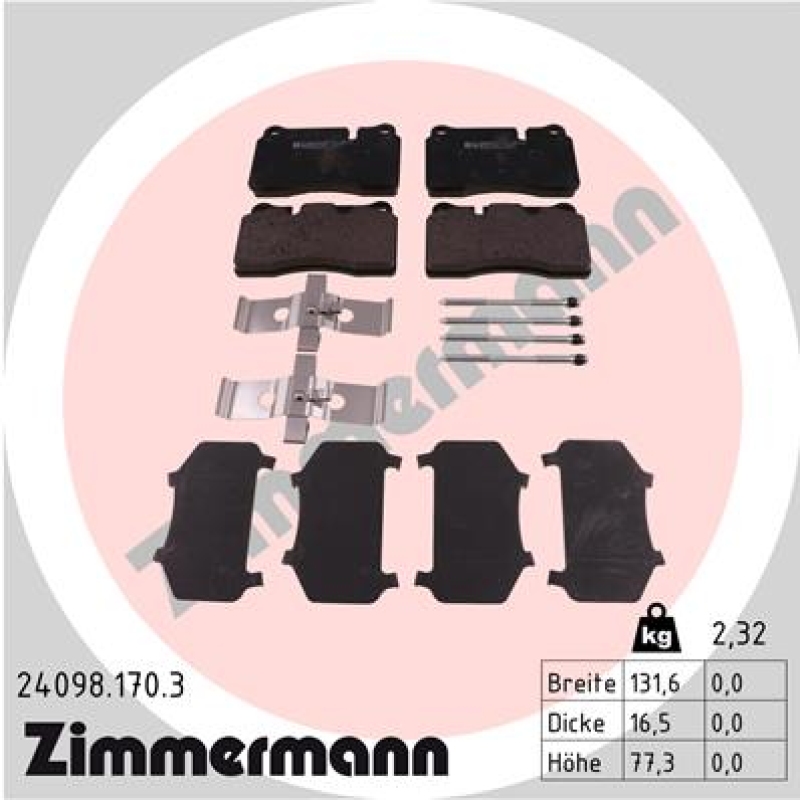 ZIMMERMANN Bremsbelagsatz, Scheibenbremse