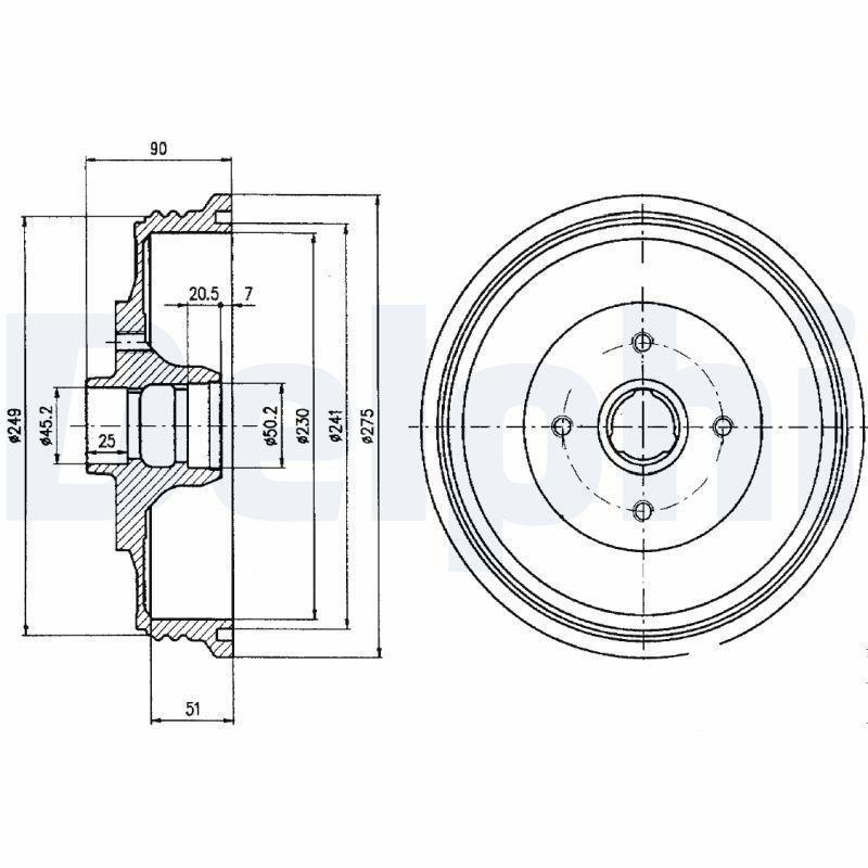 2x DELPHI Bremstrommel BF430