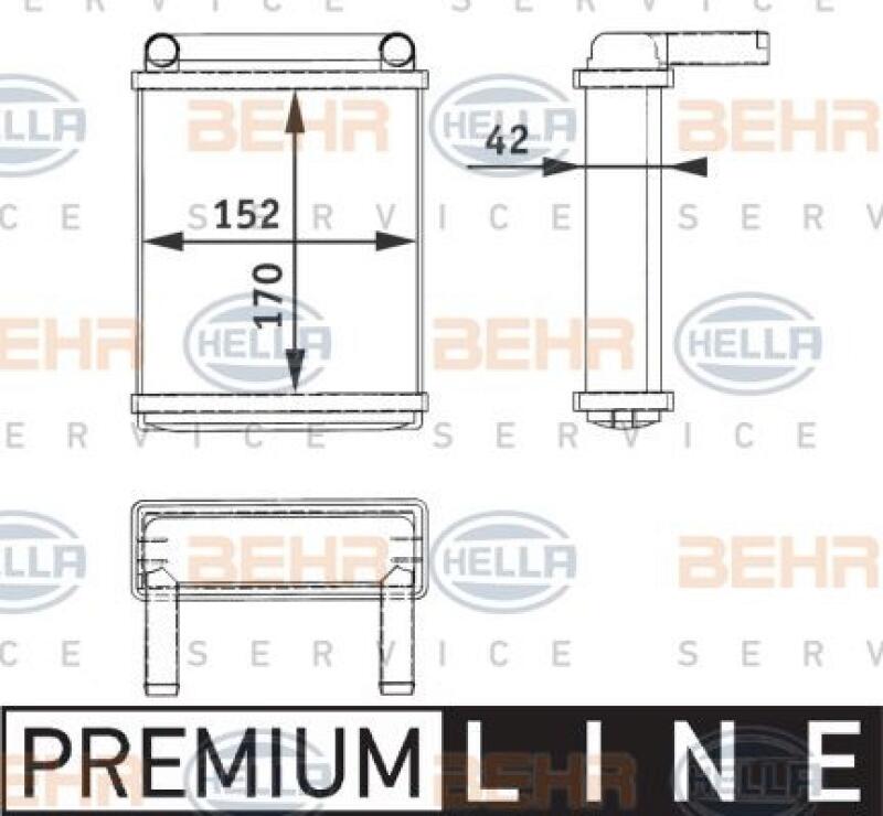 HELLA Heat Exchanger, interior heating BEHR HELLA SERVICE *** PREMIUM LINE ***