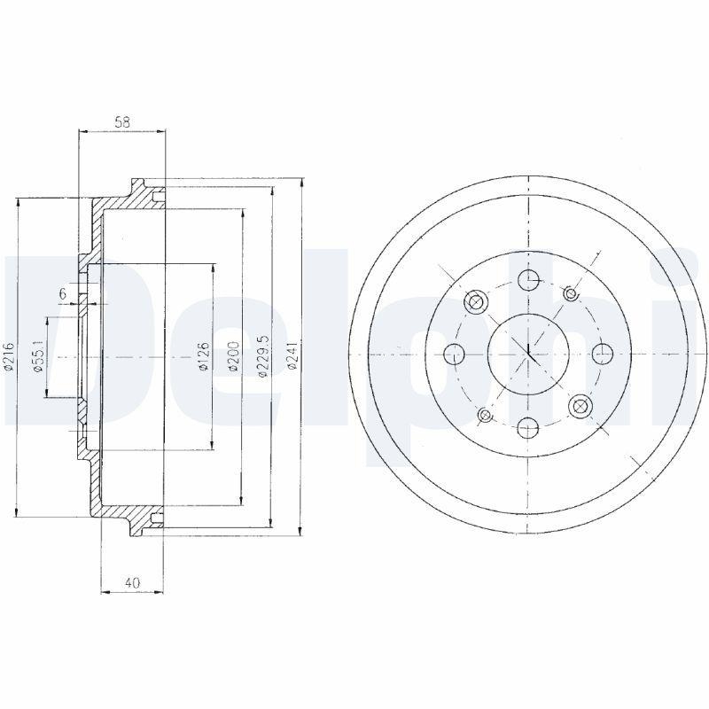 2x DELPHI Bremstrommel