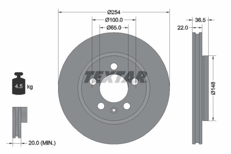 2x TEXTAR Brake Disc PRO