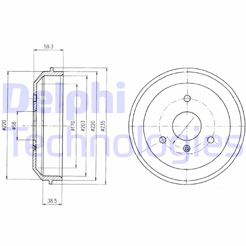 2x DELPHI Bremstrommel