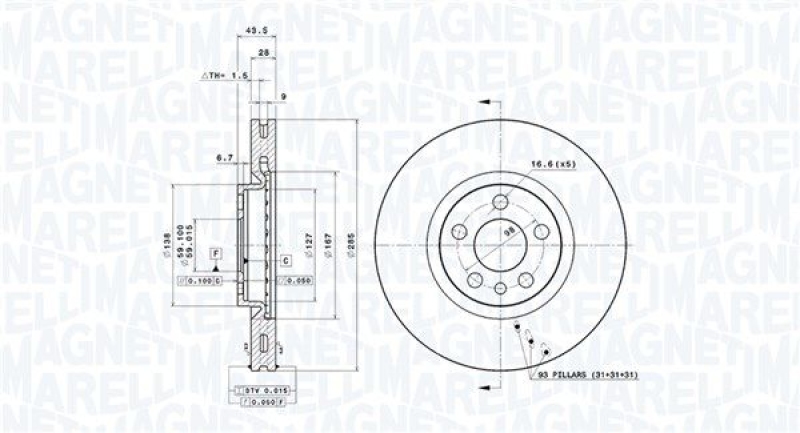 MAGNETI MARELLI Bremsscheibe
