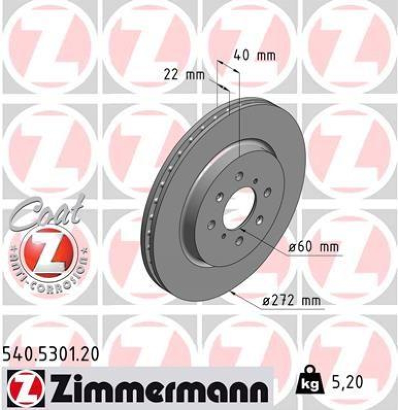 2x Zimmermann Bremsscheiben Coat Z Ø272mm Vorne passend für Suzuki Swift 4 1.2 540.5301.20