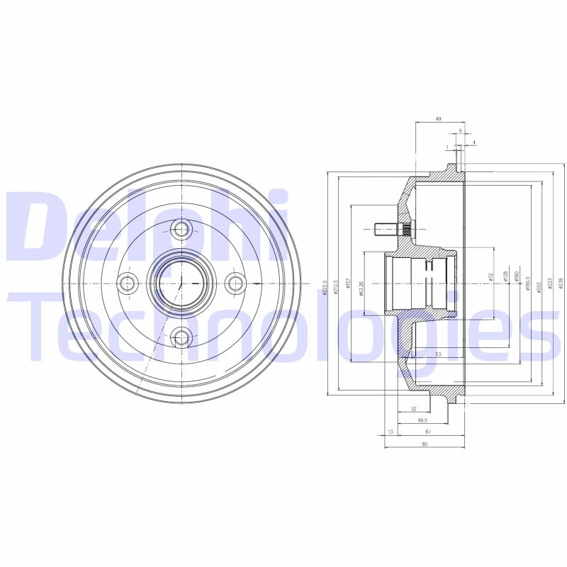 2x DELPHI Bremstrommel