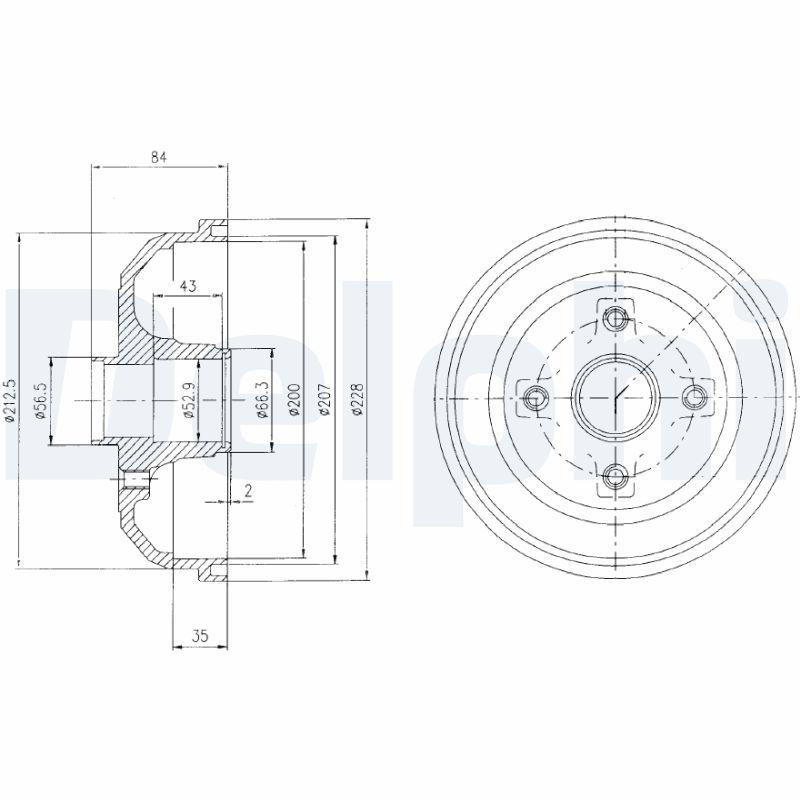 2x DELPHI Bremstrommel BF471