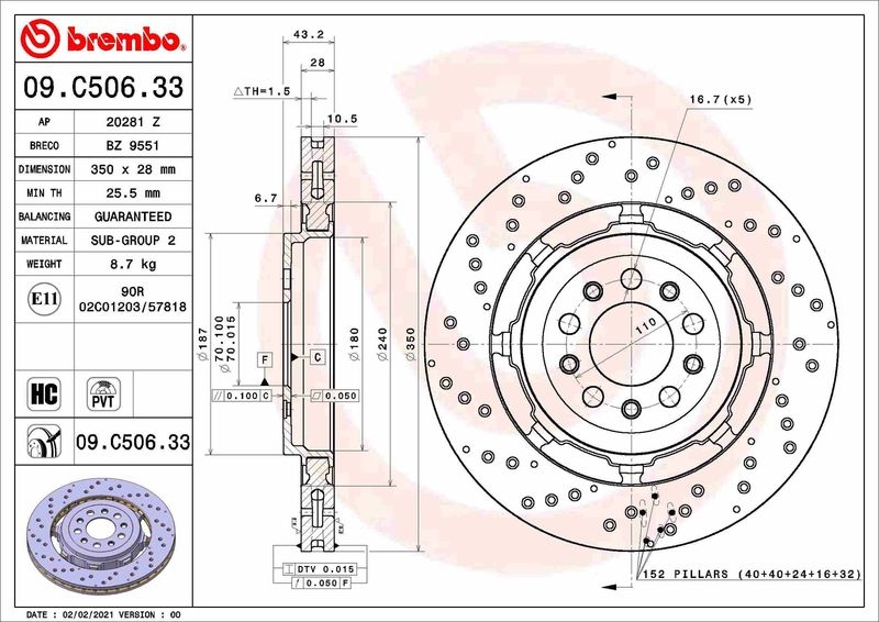 2x BREMBO Brake Disc PRIME LINE - Dual Cast