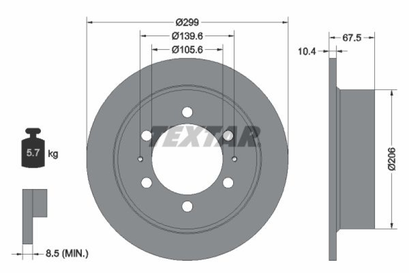 2x TEXTAR Bremsscheibe