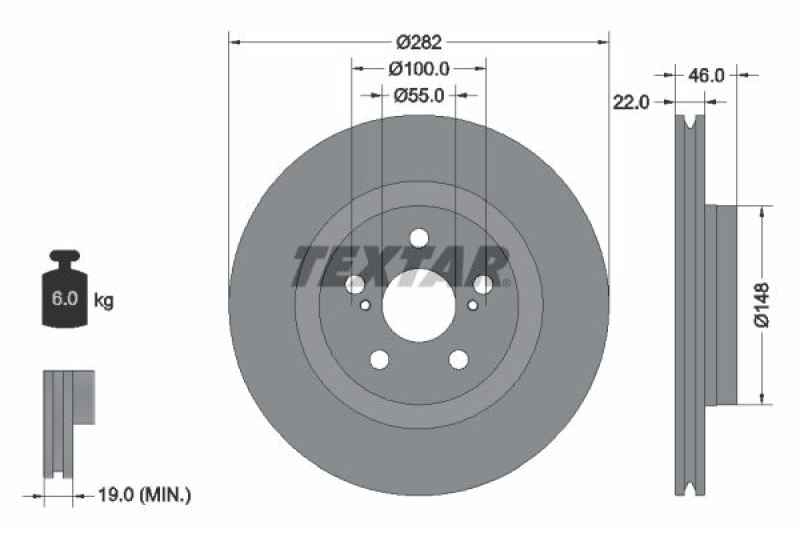 2x TEXTAR Brake Disc PRO