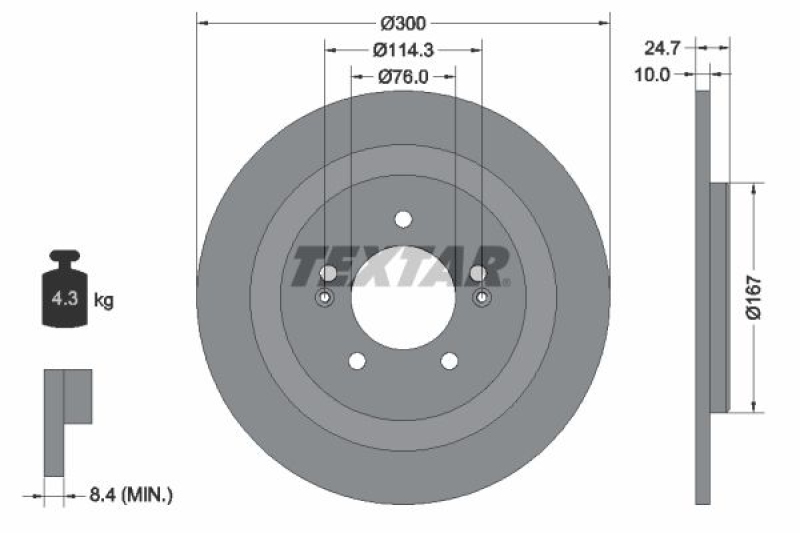 2x TEXTAR Bremsscheibe PRO 92239203
