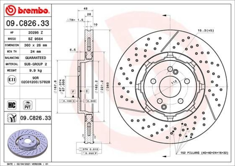 2x BREMBO Brake Disc PRIME LINE - Dual Cast