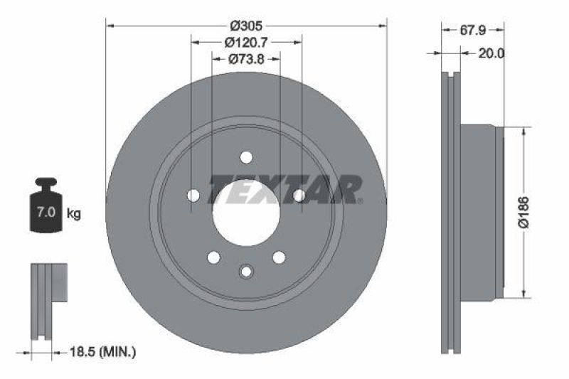 2x TEXTAR Bremsscheibe 92139300