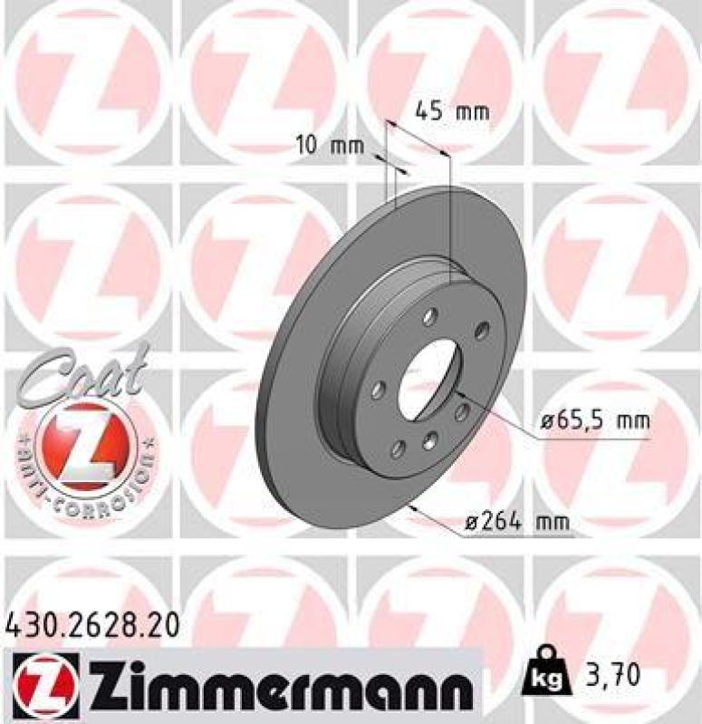 2x Zimmermann Bremsscheiben Coat Z Ø264mm Hinten passend für Opel Zafira 1.8 VAN 430.2628.20