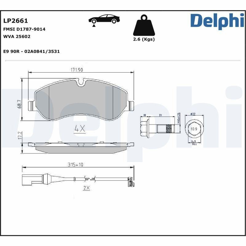 DELPHI Bremsbelagsatz, Scheibenbremse
