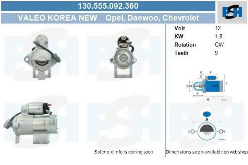 BV PSH Starter Valeo Korea New 130555092360