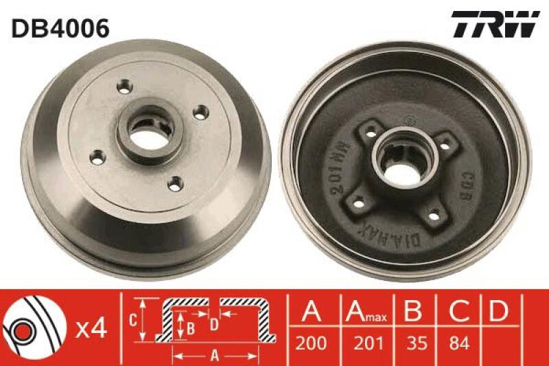 2x TRW Bremstrommel