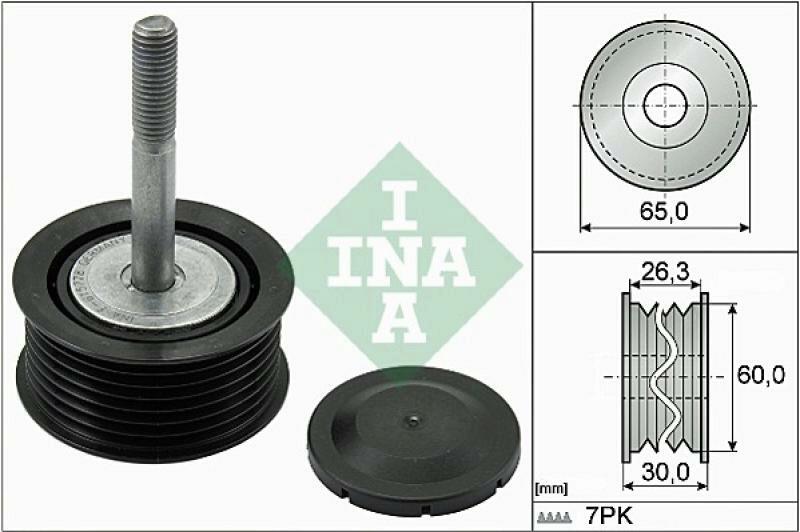 INA Deflection/Guide Pulley, v-ribbed belt