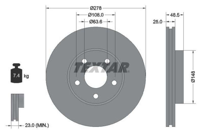 2x TEXTAR Bremsscheibe PRO