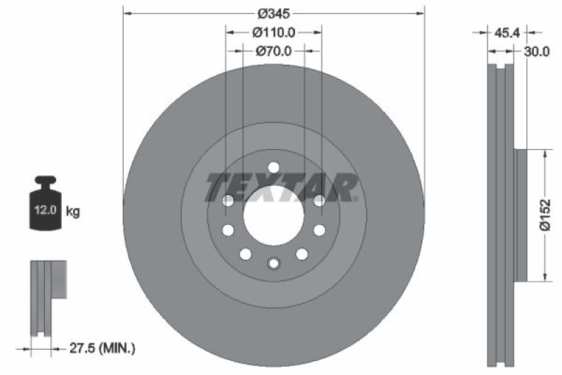 2x TEXTAR Bremsscheibe PRO