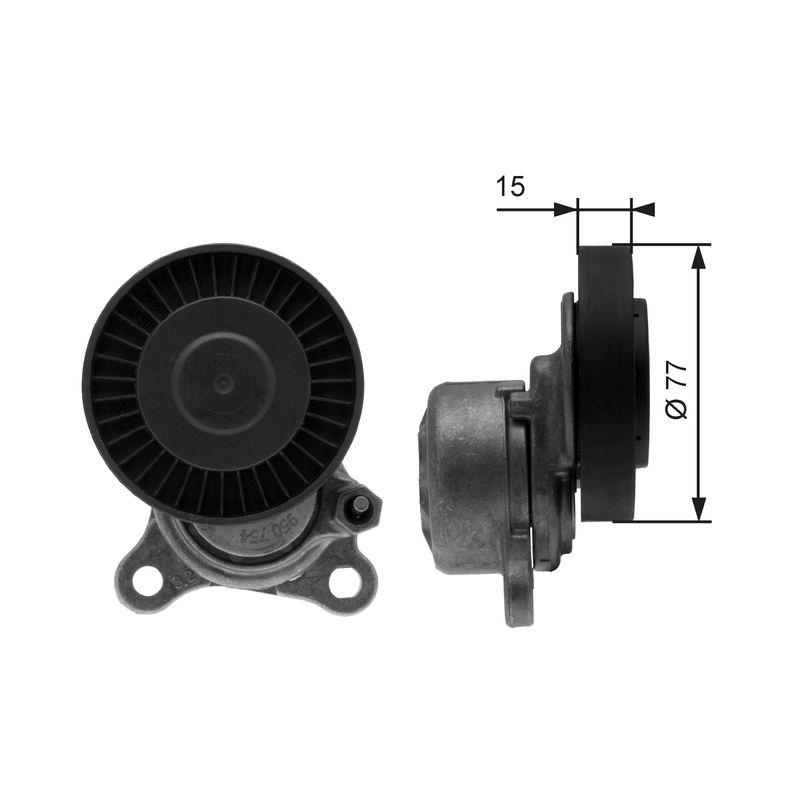 GATES Tensioner Pulley, V-ribbed belt DriveAlign®