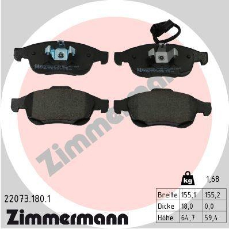ZIMMERMANN Bremsbelagsatz, Scheibenbremse 22073.180.1