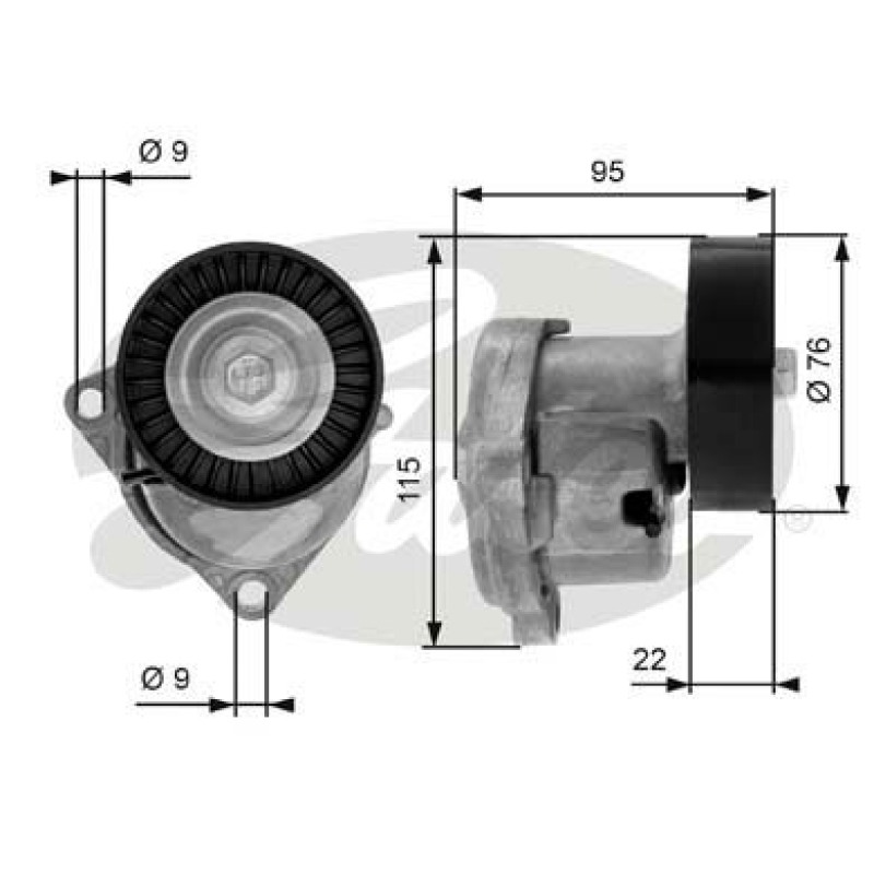 GATES Tensioner Pulley, V-ribbed belt DriveAlign®