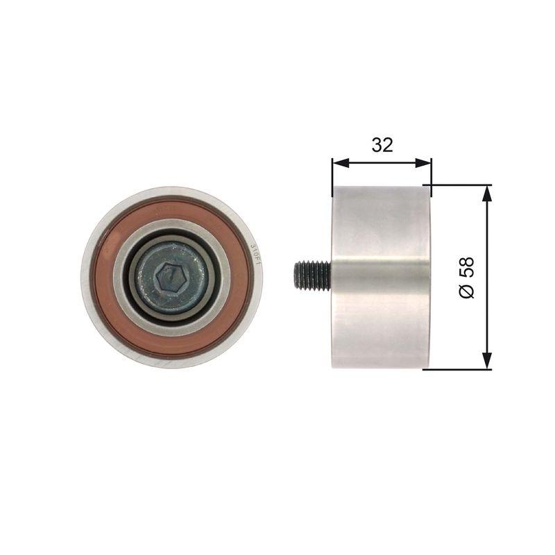 GATES Deflection/Guide Pulley, timing belt PowerGrip®