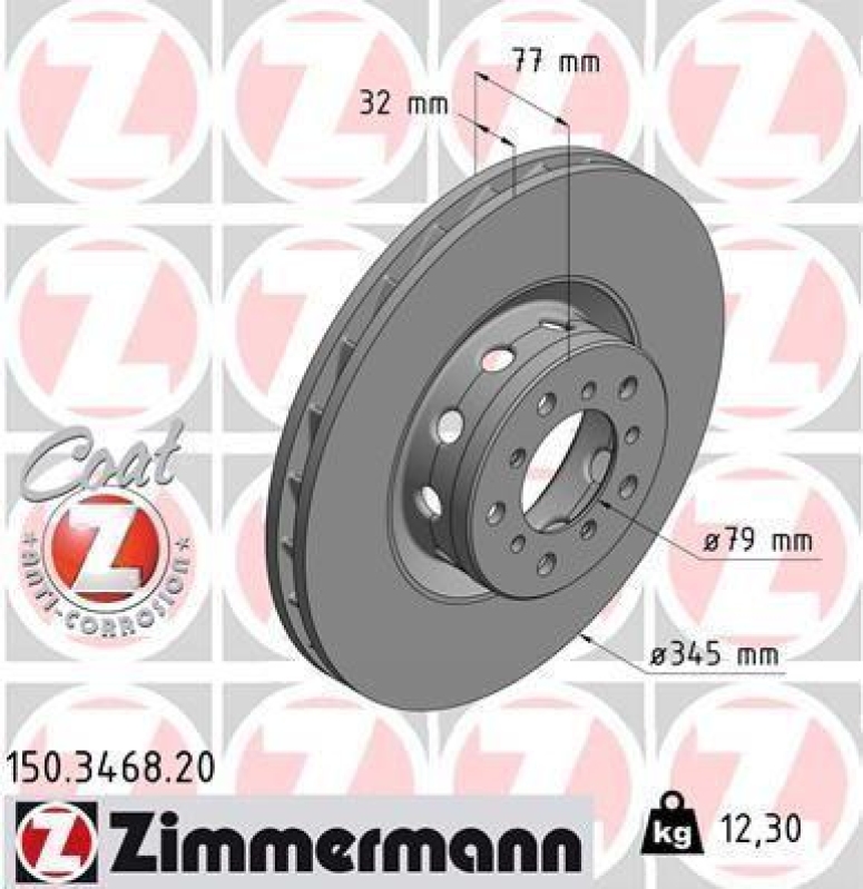 2x ZIMMERMANN Bremsscheiben Ø345mm + Beläge Vorne passend für BMW 5 (E39) M5