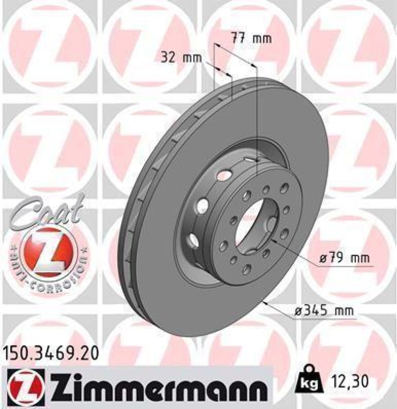 2x ZIMMERMANN Bremsscheiben Ø345mm + Beläge Vorne passend für BMW 5 (E39) M5