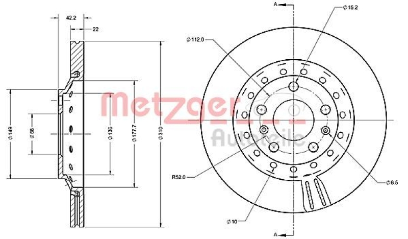 2x METZGER Bremsscheibe