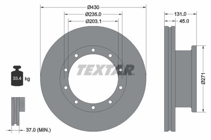 2x TEXTAR Bremsscheibe