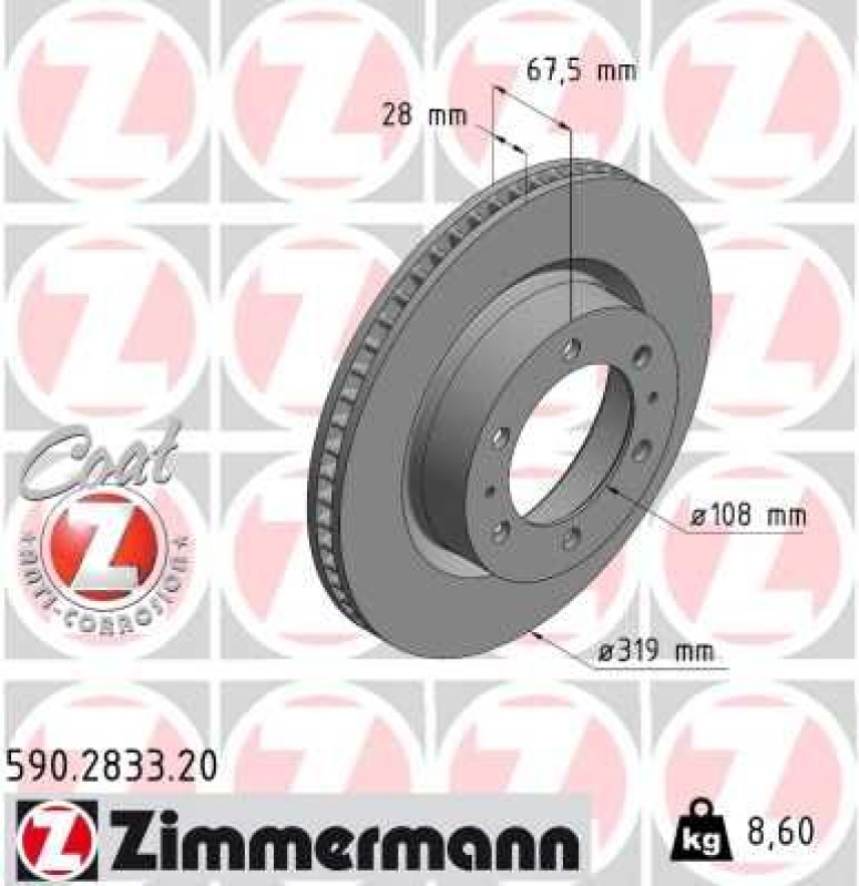 2x ZIMMERMANN Bremsscheibe COAT Z