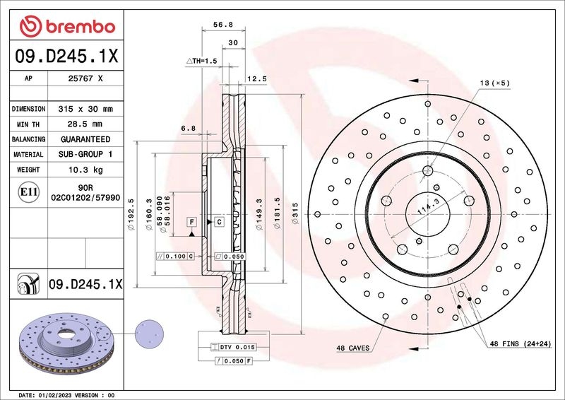 2x BREMBO Bremsscheibe XTRA LINE - Xtra