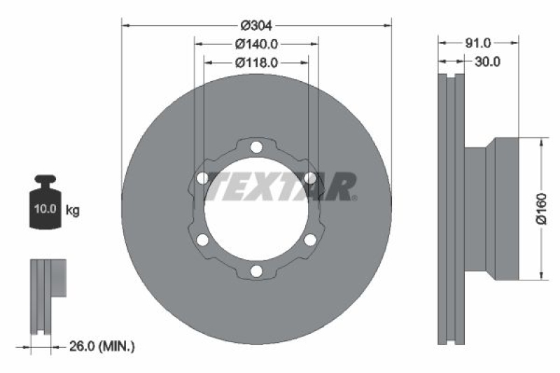 2x TEXTAR Bremsscheibe