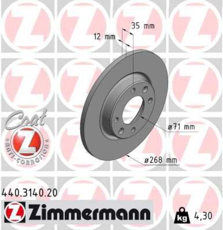 2x ZIMMERMANN Bremsscheibe COAT Z