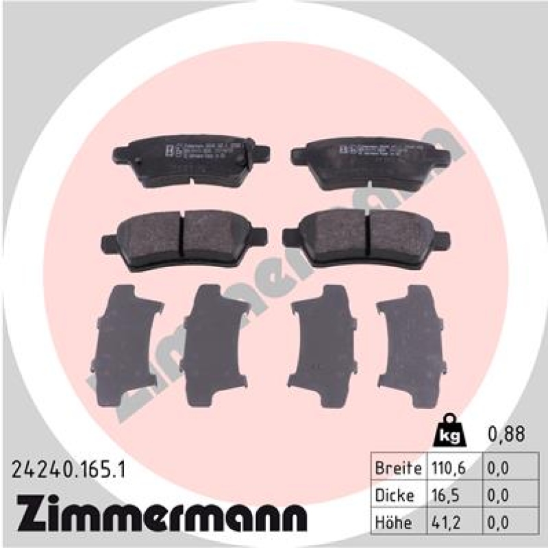 ZIMMERMANN Bremsbelagsatz, Scheibenbremse