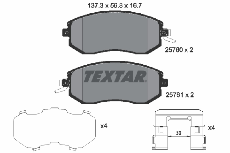 TEXTAR Bremsbelagsatz, Scheibenbremse 2576001