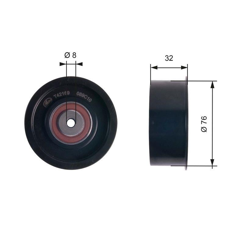 GATES Deflection/Guide Pulley, timing belt PowerGrip®