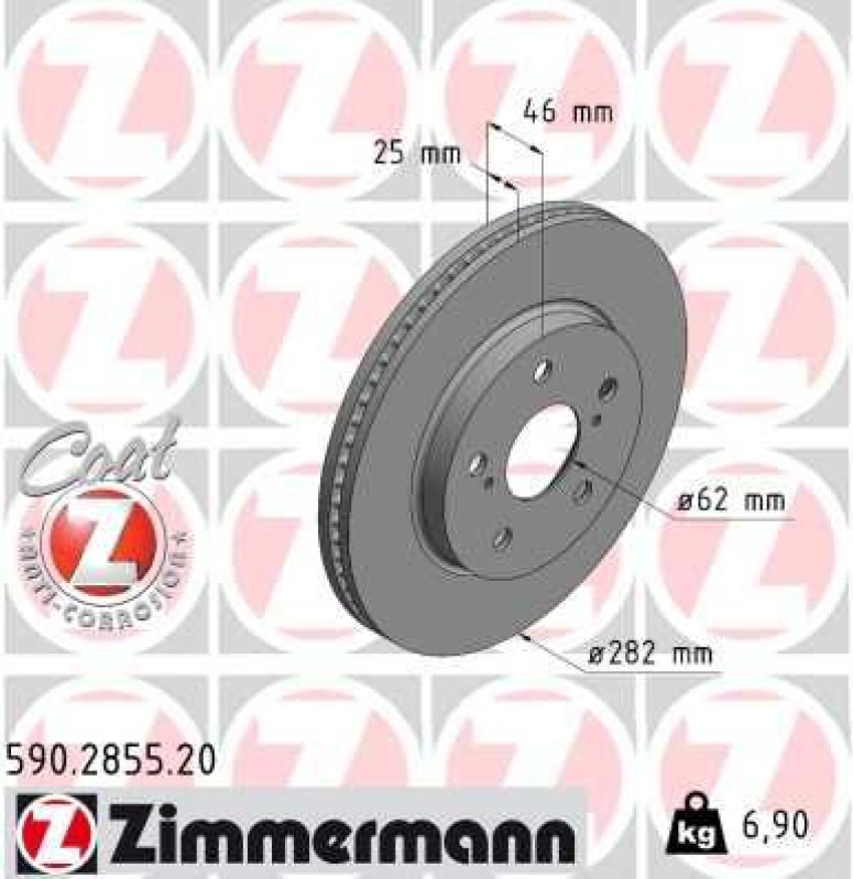 2x ZIMMERMANN Bremsscheibe COAT Z