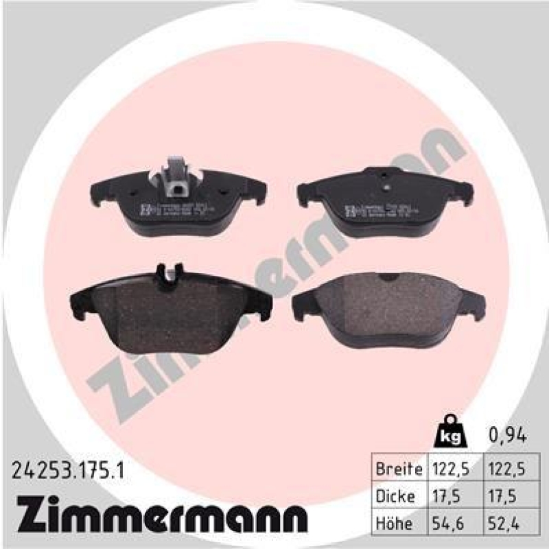ZIMMERMANN Bremsbelagsatz, Scheibenbremse 24253.175.1