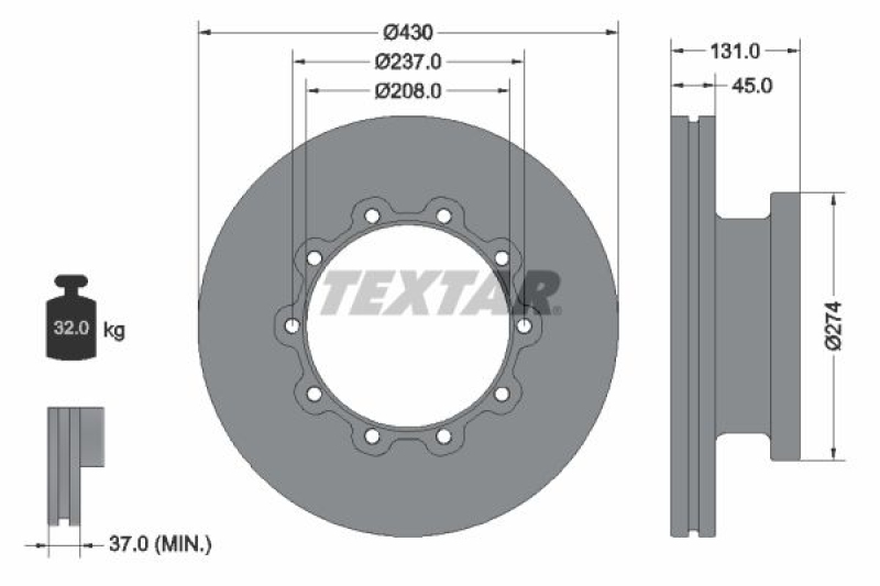 2x TEXTAR Bremsscheibe